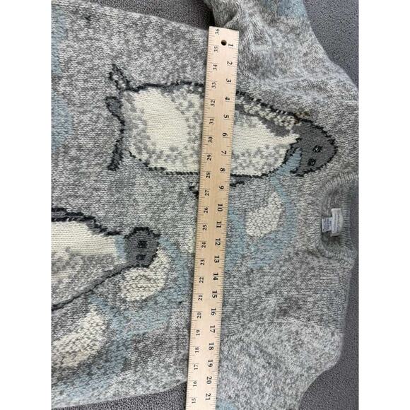 Vintage Roberta Frost Sweater Women S Gray 100% Virgin Wool Hand Knitted Penguin - Picture 5 of 8